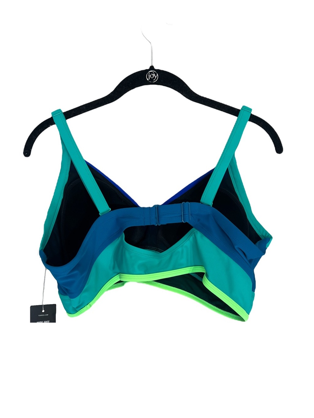 NWT Torrid wire free color blocked triangle bikini top blue green sz 2 swim - Picture 3 of 13